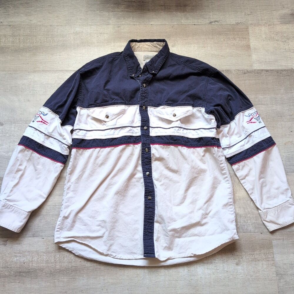 Vintage Express Riders Size L Long Sleeve Button-up Men's Shirt Western Cowboy